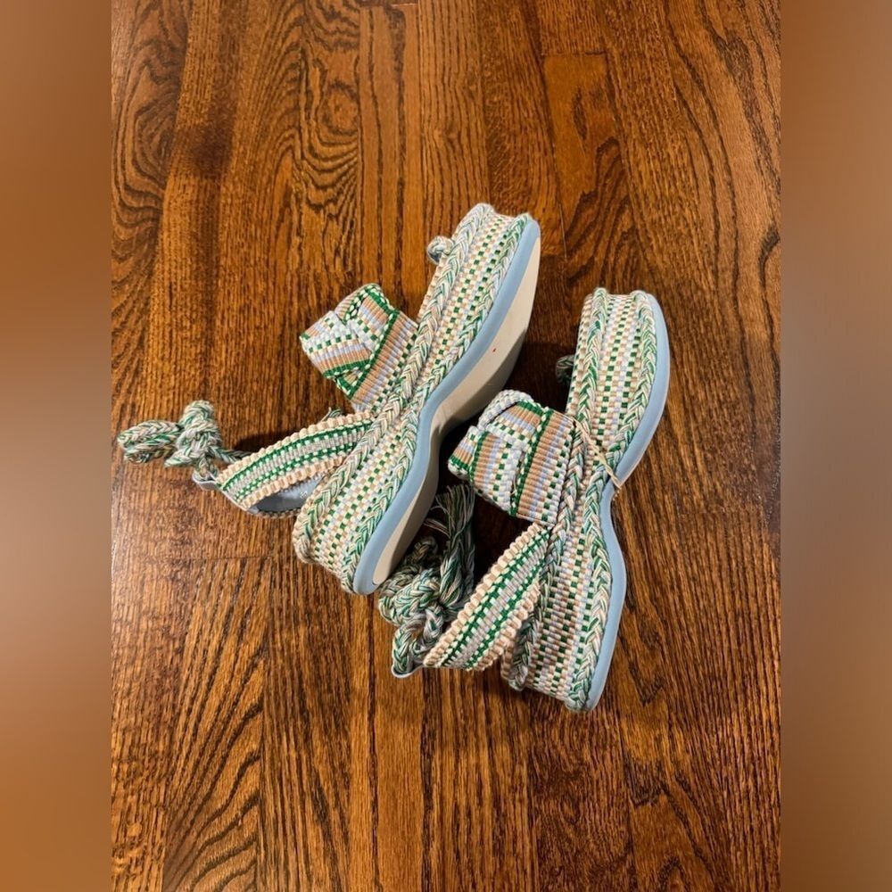 Free People Amambaih Manuela Green Blue Strappy Wedge Sandals - Picture 5 of 10